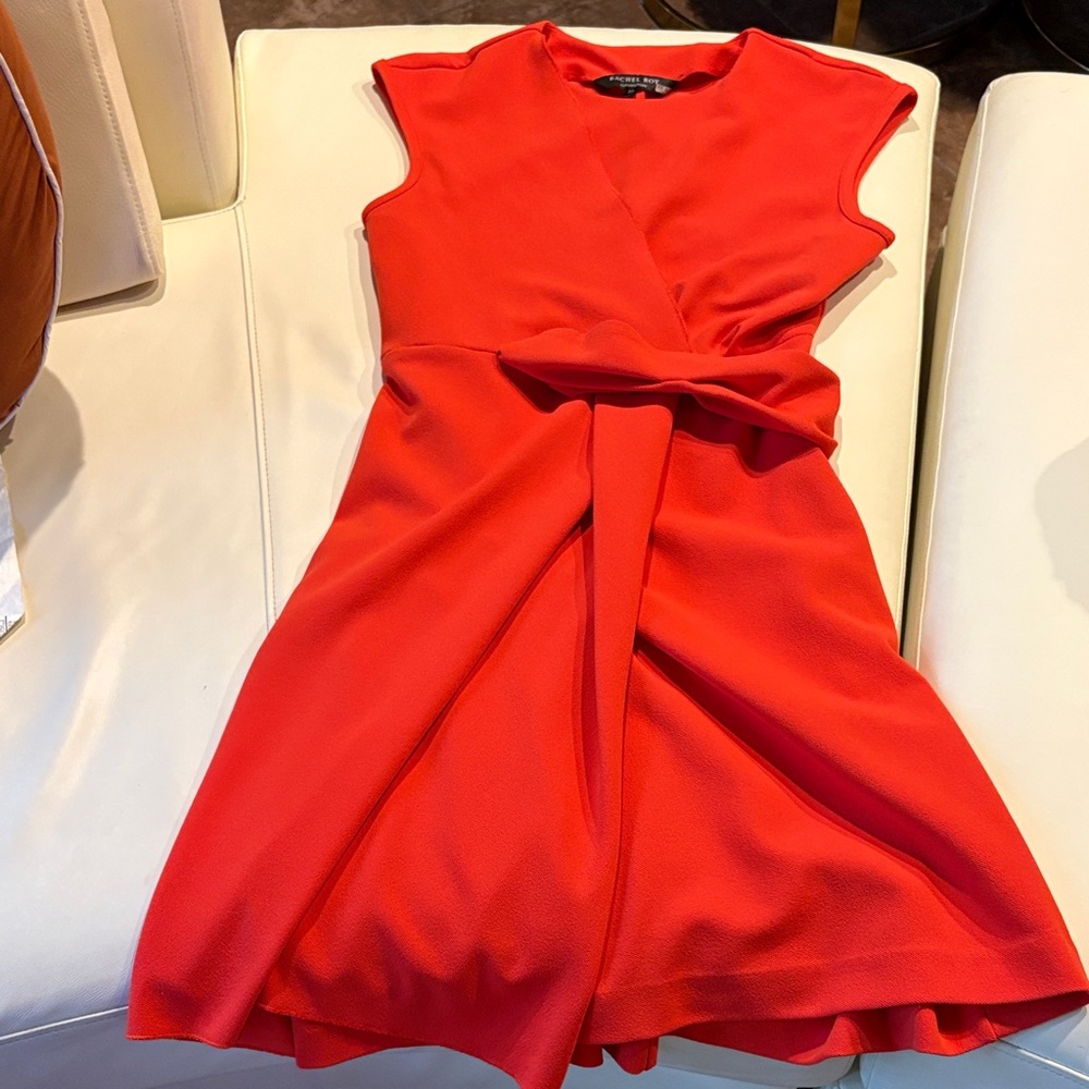 RACHEL Rachel Roy Bright Red Cap-Sleeve Wrap Mini Dress
